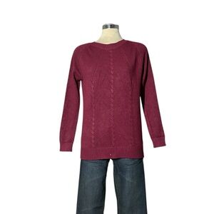 Women's Cable Knit Sweater - Burgundy Size Small